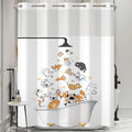 No Hook Shower Curtain and Snap in Liner Set, Cute Cartoon Cats & Dogs Bath Time Print Shower Curtains for Kids Pet Lovers Bathroom, Funny Waterproof Bath Curtain with Mesh Top, 71x74 Inch - color: Cat & Dogs