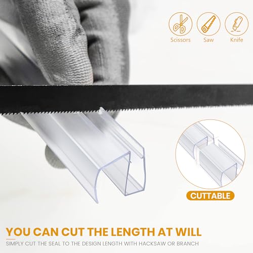 Bathroom Shower Glass Door Bottom Seal Strip, 2PCS 36 Inch Long Clear PVC Seal Strips for 3/8"(10mm) Thick Framless Glass Door Panel - style: 3/8"(10mm) X 36"