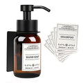 Glass Soap Dispenser with Pump and Wall Mount Holder,8.5 Oz Shampoo and Conditioner Dispenser with Waterproof Labels(Brown) | 2 mounting options: screws and no-drill glue included; leakproof pump with waterproof conditioner labels. - color: Amber Set of 1