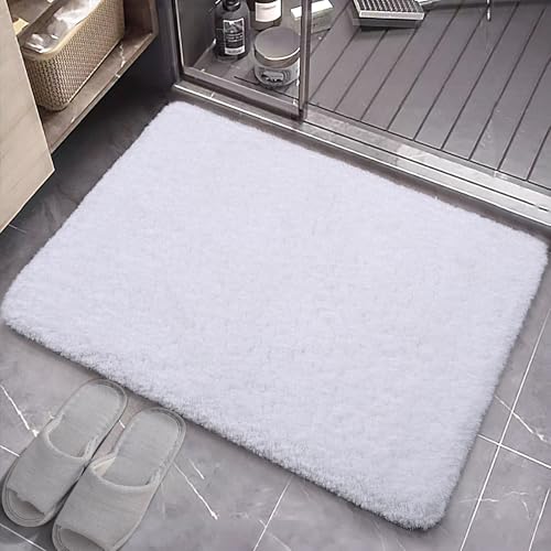 AROGAN Luxury Long Bathroom Runner Rug, 20x30 Inch Thick Soft and Absorbent Microfiber Non Slip Bath Mat, Rubber Backing Quick Dry Rugs Carpets, Machine Washable Plush Mats for Shower Floor, White - color: White, size: 1'8" x 2'6" (20" x 30")