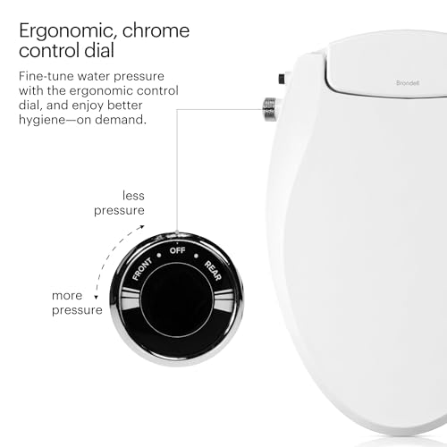 Brondell Bidet Toilet Seat Non-Electric Swash Seat, Fits Round Toilets, White – Dual Nozzle System, Ambient Water Temperature – Bidet with Easy Installation - size: Round, style: S101