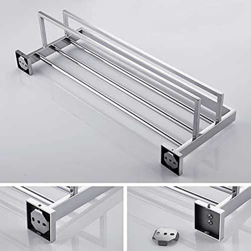 KOKOSIRI 24'' Bathroom Towel Shelf Chrome Towel Rack with Two Bath Towel Bars SUS304 Stainless Steel Wall Mounted, Polished Finish, B6003CH - color: Polished Chrome, size: 24-Inch