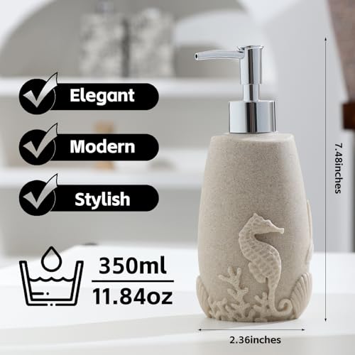 Soap Dispensers 350mL 11OZ, 2 PCS Luxurious Ocean Hand Dish Lotion Shampoo Soap Dispenser Jar, Sea Shell Soap Pump Bottles for Kitchen Bathroom Countertop Beige - color: Beige 1