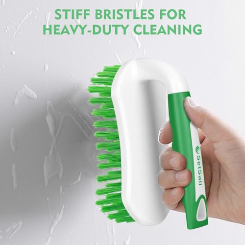 SetSail Scrub Brush, Heavy-Duty Scrub Brushes for Cleaning with Stiff Bristles Cleaning Brush for Shower, Bathroom, Carpet, Kitchen and Bathtub Scrubber - 2 Pack Green - color: Green