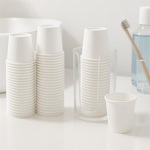 200 Pack Bathroom Cups 2 oz White Mouthwash Cups Disposable Mini Espresso Paper Cups for Bathroom Travel Picnic (White, 2, ounces)