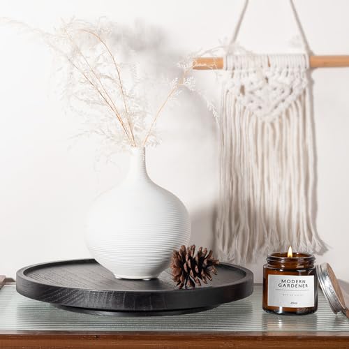 Wood Lazy Susan Organizer Kitchen Turntable for Cabinet Farmhouse Bathroom Decor Round Decorative Tray for Vanity, Counter, Sink, Coffee Table, 11 Inch, Black - color: Black, size: 11“
