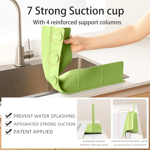 23" Ultra Silicone Sink Splash Guard Released in 2026 for Kitchen Sink,Bathroom and Island,with 3.5" High Splash Guard & 7 Strong Suction Cup (Matcha Green) - color: Matcha Green