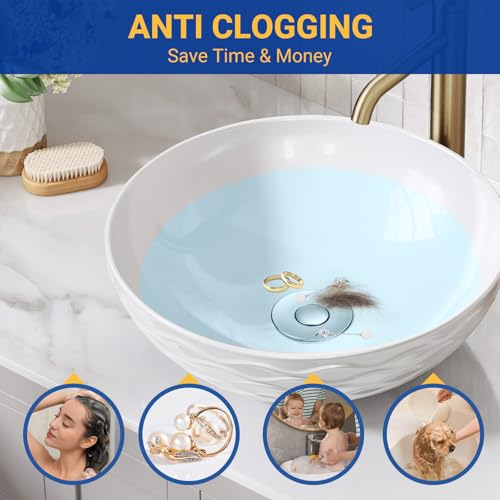 Bathroom Sink Drain Strainer, Pop-Up Bathroom Sink Stopper with Removable Stainless Steel Hair Catcher Basket, Universal Fit for US Bathroom Sinks, Showers & Floor Drains (1pcs) - color: 1pcs