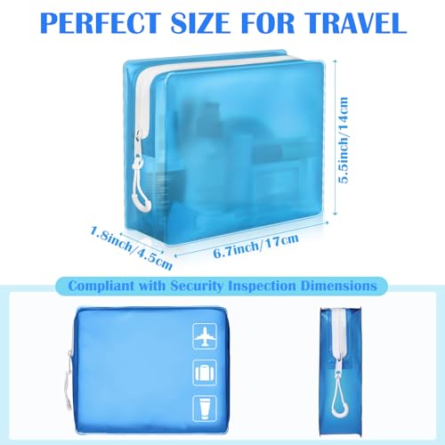 8 Pack TSA Approved Travel Toiletry Bags Frosted Translucent Leak-proof Cosmetic Makeup Bags for Women Men Travel Organizer Airport Security(Blue,6.7 x 5.5 x 1.8 Inch) - color: Blue, size: 6.7 x 5.5 x 1.8 Inch