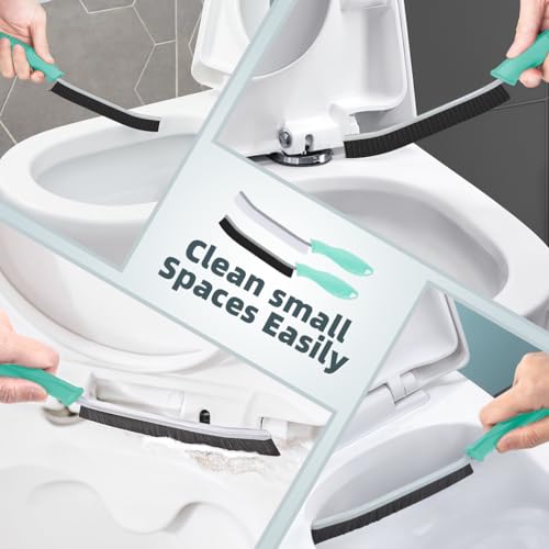 TQRR Toilet Brush, 4Pcs Bathroom Cleaning Brush, Toilet Scrubber, Deep Toilet Bowl Brush with Hanging Hole, Multifunctional Gap Cleaning Brush, Bristles for Kitchen Sinks, Tub,Shower (4, Mint) - color: Mint