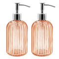 Pack of 2 Glass Soap Dispenser with Pump, 400 ml Liquid Soap Dispenser for Washing Up Liquid, Shampoo and Lotion, Refillable Soap Dispenser for Kitchen, Bathroom, Laundry Room (Amber) - color: Amber
