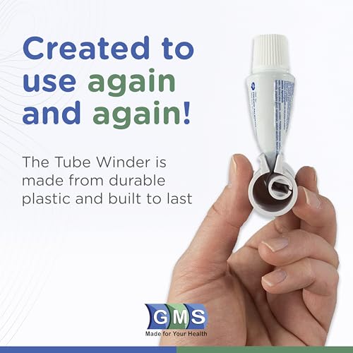 GMS Group Medical Supply, LLC Toothpaste Tube Winder - Toothpaste Squeezer with Simple Mess-Free Design - Also Ideal for Face Cream, Paste, Makeup, Paint - Suitable for Plastic & Metal Tubes (2 Pack)