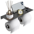 Danpoo Grey Toilet Paper Holder with Shelf, Double Roll Commercial Toilet Paper Dispenser - color: Grey