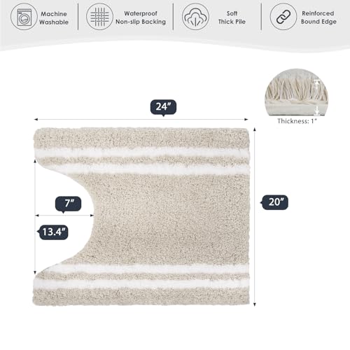 PURRUGS Bathroom Rug Non-Slip Machine Washable 20" x 24" U-Shaped, Super Absorbent and Quick Dry Shaggy Microfiber Bath Mat, Extra Soft and Plush Contour Rug for Toilet Base, Beige - color: Beige, size: 20" X 24" U-Shaped