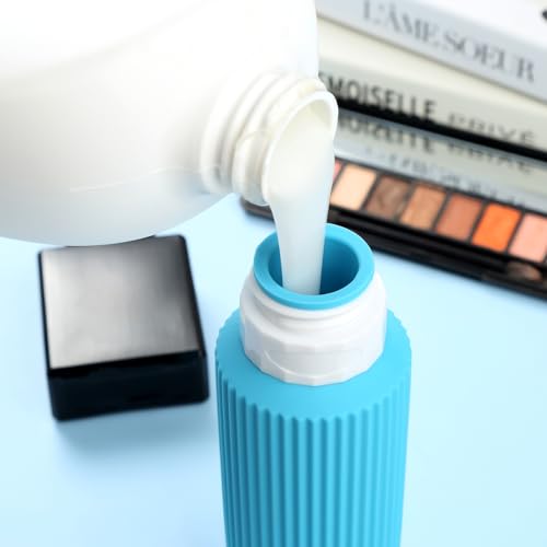 Mrsdry Travel Bottles for Toiletries, Large 6oz Travel Size Containers, BPA Free Leak Proof Tubs Refillable Liquid Accessories with Toiletry Bag for Cometic Shampoo and Lotion Soap (4 Pack) - color: Blue, size: 6 Ounces