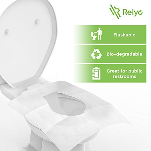 Toilet Seat Cover Paper Flushable (50 Pack) - XL for Adults and Kids Potty Training, 100% Biodegradable Travel Supplies Essentials for Public Restrooms, Airplane, Camping, Festivals
