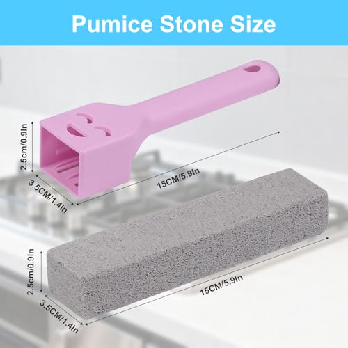Herda 8-Pack Pumice Stone Scouring Stick with 2 Universal Handles, Pumice Stone for Cleaning Stove, Toilet, Tub, Grill, Swimming Pool, Sink, Removes Hard Water Rings, Calcium Deposits, Rust Buildup - size: 8 Count (Pack of 1)