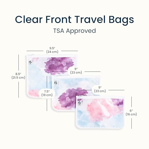 Tiny Twinkle Diaper Bag Organizing Pouches|3 Pack Mess-Proof Clear Front Travel Organizer Bags&TSA Approved Toiletry Bag Set for Baby and Mom Essentials - color: Cotton Candy