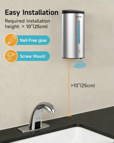 AIKE Classic Automatic Soap Dispenser,25 oz Liquid Wall Mount,Brushed Stainless Steel Finish Model AK1205E - color: Brushed Stainless Steel