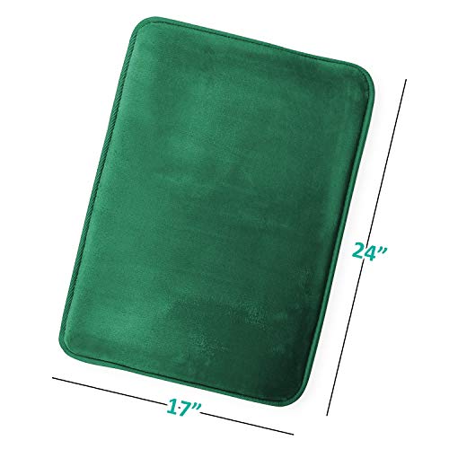 Clara Clark Bathroom Rugs, Velvet Memory Foam Bath Mat, Non-Slip, Machine Washable Bath Rugs - Dries Quickly, Ultra Soft Plush Bath Mats for Bathroom, 17 x 24, Hunter Green - color: Hunter Green, style: 17 x 24