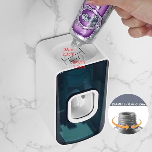 2 Slot Toothbrush Holder and Toothpaste Dispenser Wall Mounted, Automatic Toothpaste Squeezer, 2 in 1 Tooth Brush Toothpaste Organizer for Shower (Blue) - color: Blue, size: 1