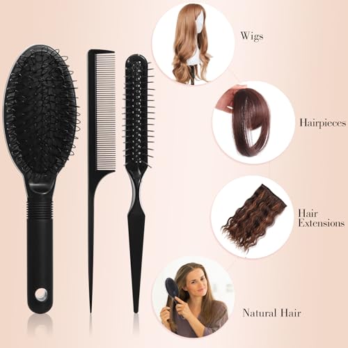 obeoby Wig Stand and Wig Brush Comb Set for Human and Synthetic Hair | 2 foldable stand, 4 gentle detangling combs, 2wig caps, 2 hair clips,for home, salon or travel, little gift for wig lovers