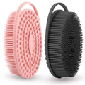 Silicone Body Scrubber 2 Pcs Silicone Loofah Exfoliating Body Scrubber for Men Women Soft Silicones Shower Scrubbers Double Sided Silicones Bath Bodys Brush for All Skin Lather Well, Black and Pink - size: black+pink