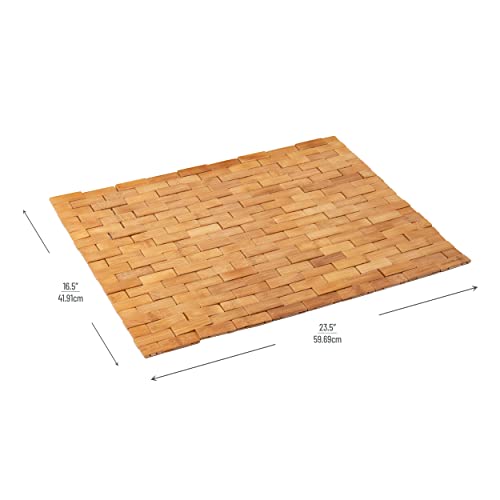 Mind Reader Bath Mat, Shower Mat, Bathtub Mat, Bathroom Accessory, Wood, Rayon from Bamboo, 23.5"L x 16.5"W x 0.4"H, Brown - style: Bath Mat