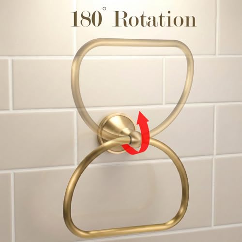 2 Pcs Brass Toilet Paper Holder Towel Ring Set, Brushed Gold Bathroom Hardware Hand Towel Holder Rustic Towels Rack Bathroom Accessories Set Wall Mount