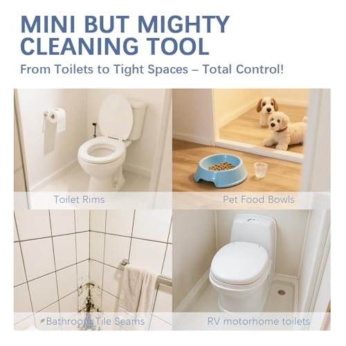 RV Silicone Toilet Brush with TPR Bristles & Detachable ABS Handle Set, Landing & Wall Mountable Toilet Bowl Brush for Space-Saving RV Bathrooms Flexible 360°Deep Cleaners Brushes (White) - color: White