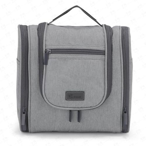 Hanging Toiletry bag & Makeup Bag for Travel, Water-Resistant Organizer Toiletries Bag with Separate Compartments, Travel Essentials Kit (Gray) - color: Gray