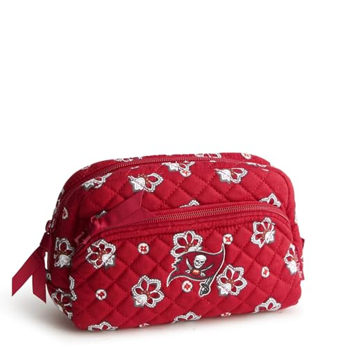Vera Bradley Women's Cotton Nfl Medium Cosmetic Makeup Organizer Bag (Multiple Teams Available) - color: Dk Red/Black Bandana with Tampa Bay Buccaneers, size: One Size
