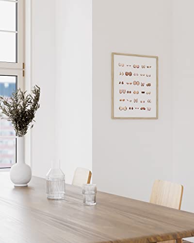 HAUS AND HUES Fun Bathroom Art - Wall Art Decor, Prints, Posters, Artwork, Boobs Frame (Beige, 12x16) - color: Boobs, size: 12"L x 16"W, style: Beige Framed