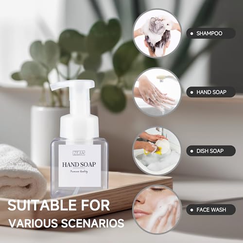 250ML Foaming Soap Dispenser, 2-Pack Plastic Hand Soap Dispenser, Refillable Leakproof Foam Pump Bottle with Waterproof Labels, for Shampoo, Body Wash - color: Clear, size: 250ML
