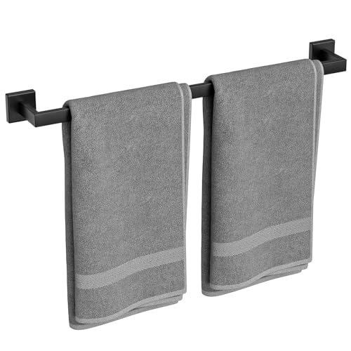 Matte Black Towel Bar, 24 Inch Bathroom Towel Rack, Towel Holder Wall Mounted, Square Base Thicken SUS304 Stainless Steel Towel Rod Modern Home Decor - size: 26 Inch (1 Pieces)
