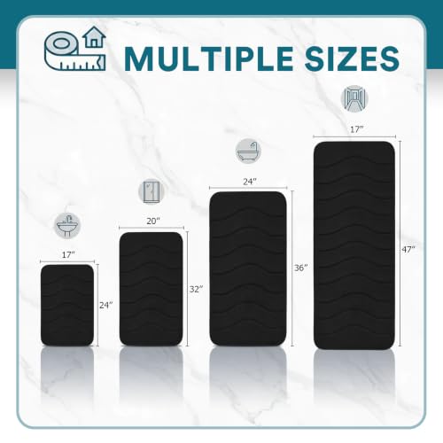 Flamingo P Memory Foam Bathroom Mat Rug Non Slip Bath Shower Mats,20x32,Black - color: Black Wavy Line, size: 32" X 20"