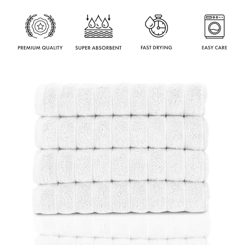 Classic Turkish Towels CTT Luxury Hand Towels for Bathroom Set of 4, 100% Turkish Cotton, Quick Dry & Comfy Towels for Hotel & Spa, Highly Absorbent | 20"x32" (White) - color: White, size: 4-Piece Hand Towel Set