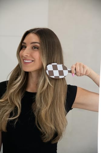 FRAMAR Hair Brush Detangler – Wet Hair Brushes For Women, Womens Hair Brush, Hair Accessories, Hairbrush For Women, Cepillos Para Cabello, Reduces Breakage – Detangle Brush - Chocolate - color: Chocolate Checkered