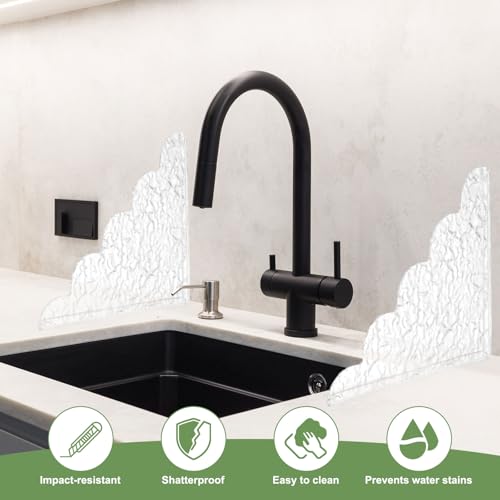 uxcell 2Pcs Shower Splash Guards, 8.7 x 7.5 Inch Acrylic Water Ripple Corner Water Blocker with Acrylic Double-Sided Tape, Waterproof Shower Shields for Bathtub, Sink, Washbasin - color: Water Ripple, size: 8.7 x 7.5 Inch