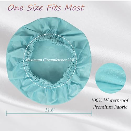 Reusable Shower Cap for Women – Large Waterproof Satin Shower Bonnet for Long, Curly & Braided Hair, Washable Bath Hair Cover, Aqua - color: Aqua