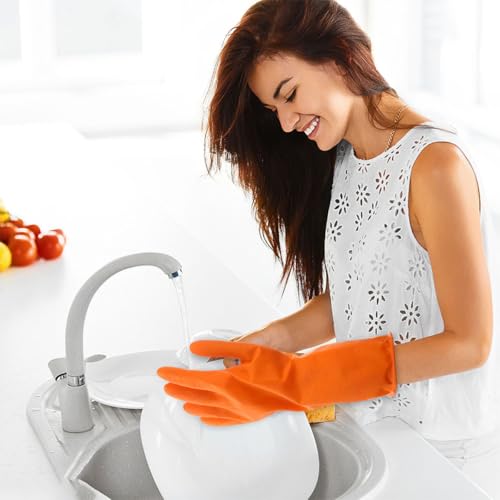 IMIKEYA 6pcs Rubber Dishwashing Gloves Set Large Size Waterproof Kitchen Cleaning Gloves Sturdy Reusable Household for Washing Dishes and Laundry