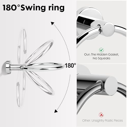 Polished Chrome Toilet Paper Holder Set, Stainless Steel Towel Ring, Double Post Pivoting Toilet Paper Holder and Hand Towel Holder Set for Bathroom, Bathroom Hardware Accessories Set Silver - color: Chrome