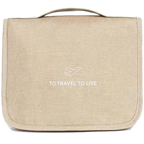 L&FY Multifunction Portable Travel Toiletry Bag Cosmetic Makeup Pouch Toiletry Case Wash Organizer (Canvas Beige) - color: Canvas Beige, size: Compact Size