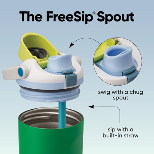 Owala FreeSip Sway Insulated Stainless Steel Water Bottle with Two-Way Spout, Built-In Straw and Bucket Handle, Made for Travel, School, and Sports, BPA Free, Leak Proof, 40 oz, Putting Green - color: Putting Green, size: 40 Ounces