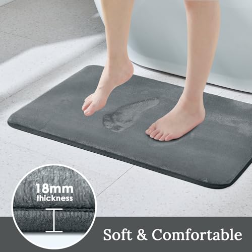 HUXMEYSON Bathroom Rugs Sets 3 Piece, Ultra Soft Velvet Memory Foam Bath Rugs, Non-Slip & PVC Backing Bathroom Mat Set, Washable Quick Dry Bath Rug - Grey - color: Grey, size: 17"x24"+20"x32"+U Shape 20"x24"
