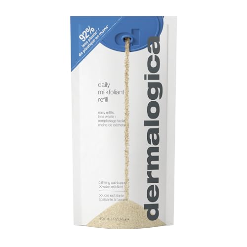 Dermalogica Daily Milkfoliant, Face Exfoliator, Powder Scrub Exfoliant with AHA and BHA - Calming, Polishing and Hydrating Skin, Oat-Based, Vegan Product - size: Refill - 2.6 Ounce