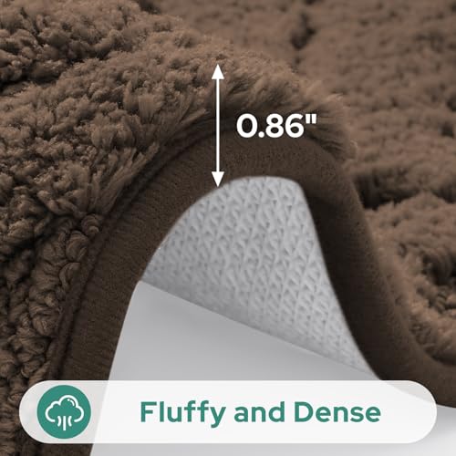 HOMEIDEAS Brown Bathroom Rug Set 2 Piece, Soft Microfiber Tufted Bath Mats, Super Absorbent Non Slip, Machine Washable Bathroom Rugs for Tub, Shower and Floor, 20" x 32" Plus 16" x 24" - color: Brown