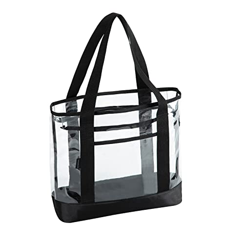 BORMELUN clear tote bag,Purse handle with zipper for work plastic transparent see through women - color: Black