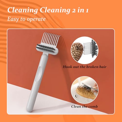 2 In 1 Hair Brush Cleaning Tool, 2025 New Comb Cleaning Brush, Portable Brush Cleaner for Travel, Hairbrush Cleaning Tool for Hair Salons (Orange*2) - color: Orange*2