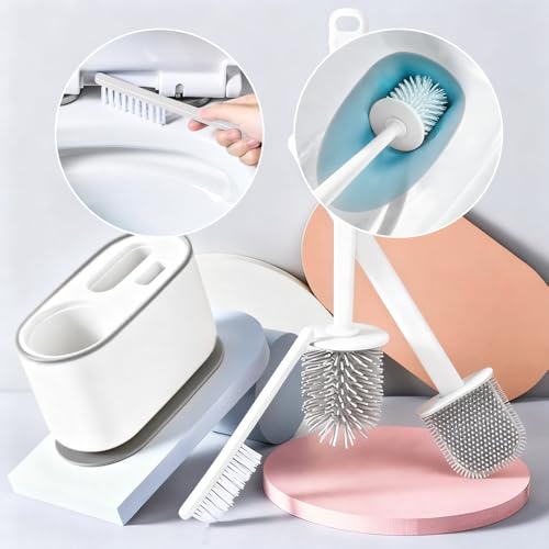 Toilet Brush Set, Bathroom Accessories, Toilet Bowl Cleaners, Deep Cleansing Multifunctional Hanging Toilet Brush Set for Bathroom(Pearl White) - color: Pearl White